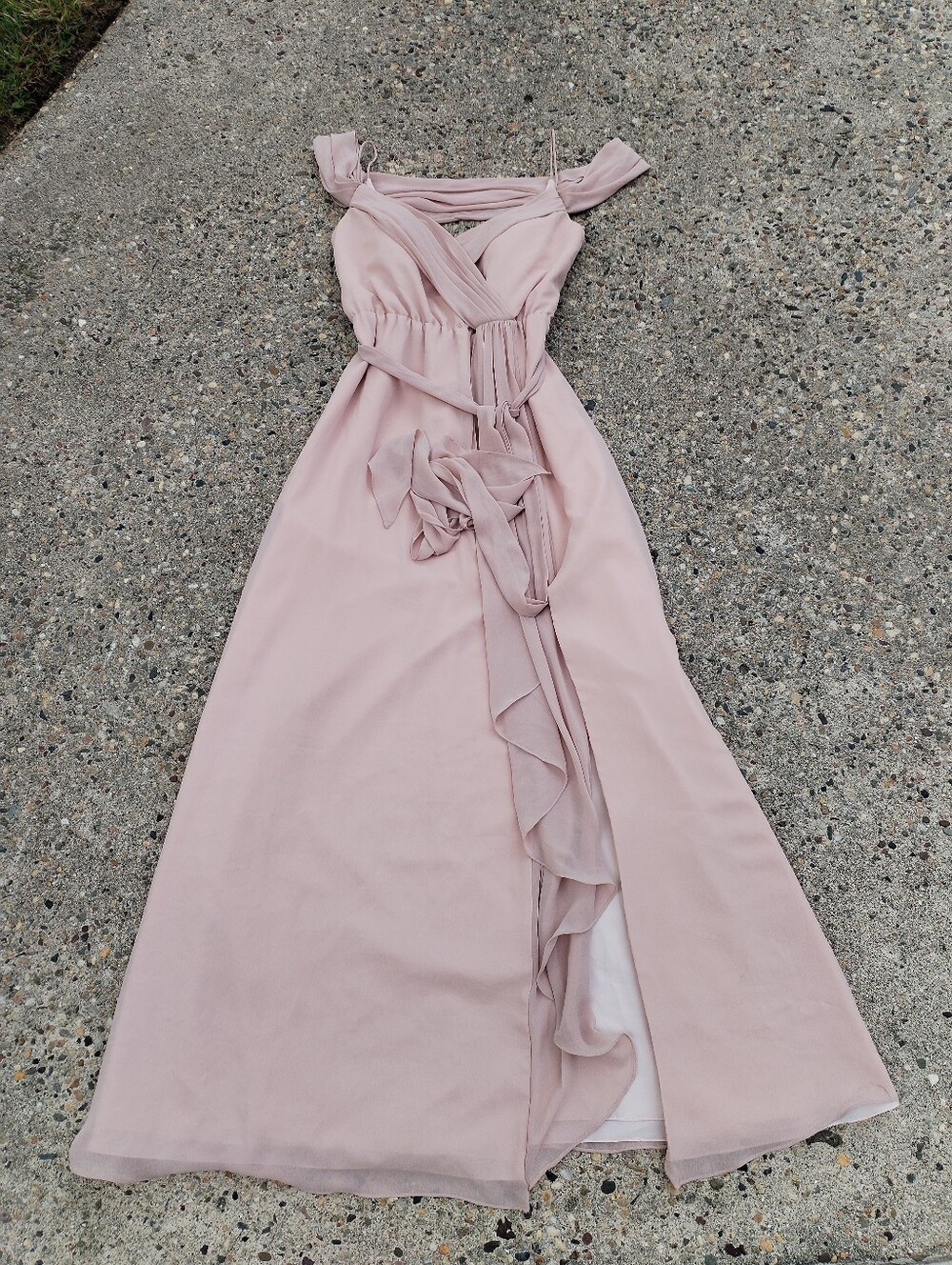 Watters&Watters A-Line V-neck Floor-Length polyester Bridesmaid Dress size 8